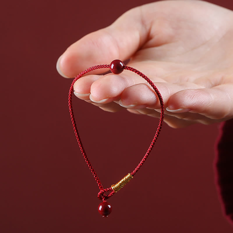 Buddha Stones Natural Cinnabar Red Agate Blessing Red String Bracelet - image 7