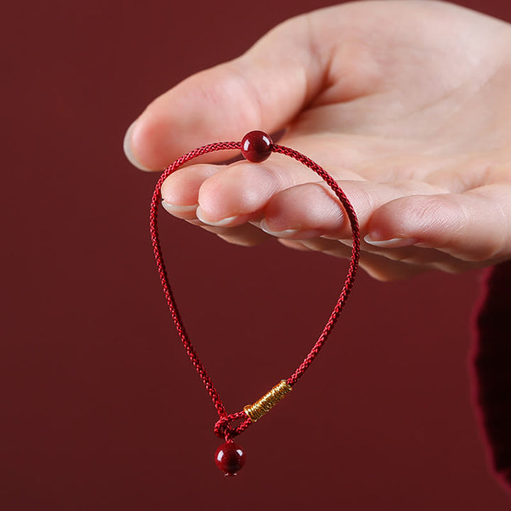 Buddha Stones Natural Cinnabar Red Agate Blessing Red String Bracelet - image 7