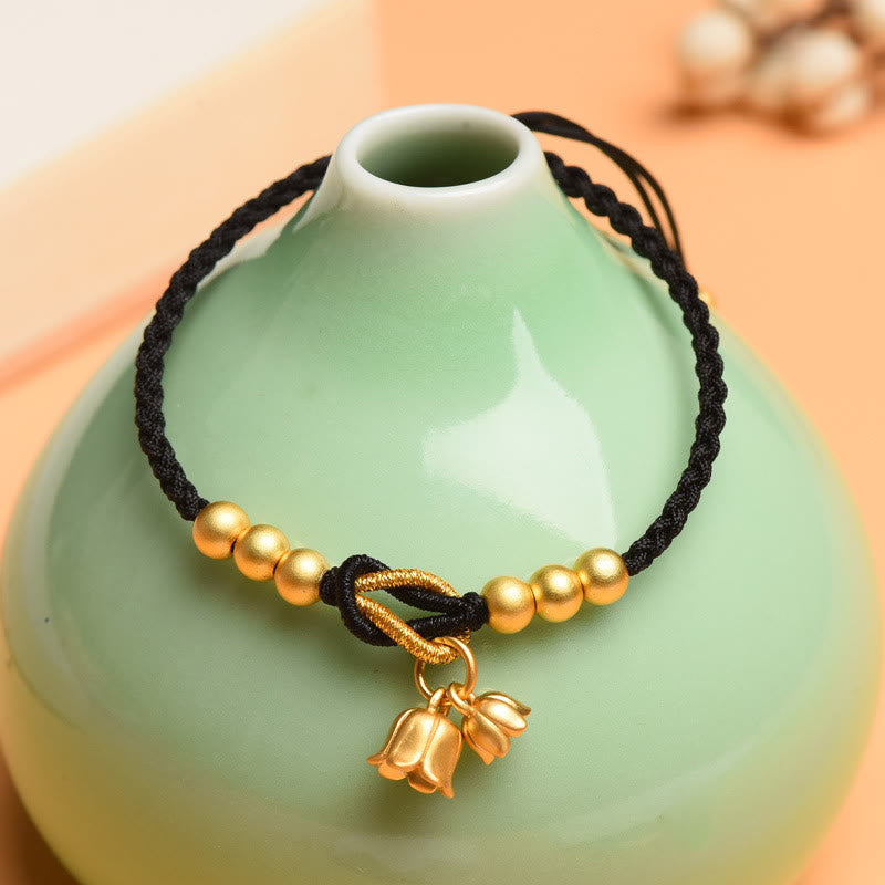 Buddha Stones Handcrafted Lily Of The Valley Flower Charm Design Luck Protection Braided Bracelet - image 7