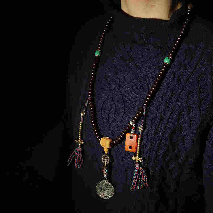 Buddha Stones Tibet 108 Mala Beads Purple Bodhi Seed Bagua Vajra Auspiciousness Bracelet - image 4