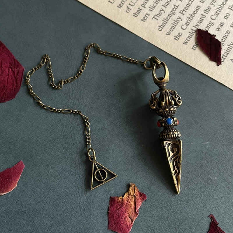 Buddha Stones Pentagram Eye of God Feather Hamsa Copper Healing Necklace Pendant Pendulum - Eye of God - image 3