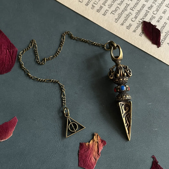 Buddha Stones Pentagram Eye of God Feather Hamsa Copper Healing Necklace Pendant Pendulum - Eye of God - image 3
