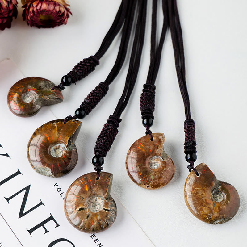 Buddha Stones Natural Ammonite Fossil Snail Pattern Meditation Healing Necklace Pendant - image 5