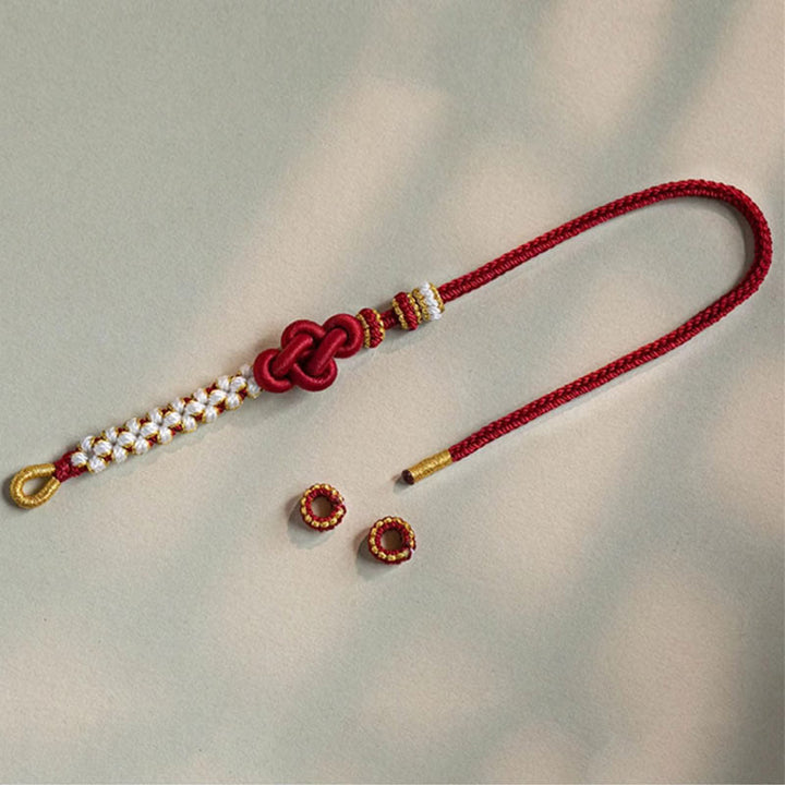 Buddha Stones Handmade True Love Knot Peach Blossom Charm Luck Rope Bracelet - image 12