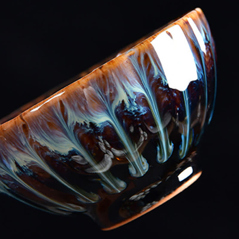 Buddha Stones Lotus Peacock Dragon Phoenix Koi Fish Ceramic Teacup Inlaid Tea Cups 120ml - image 5