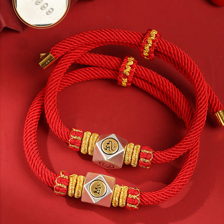 Buddha Stones 999 Sterling Silver Chinese Zodiac Natal Buddha Red Rope Luck Strength Handcrafted Kids Bracelet - image 8