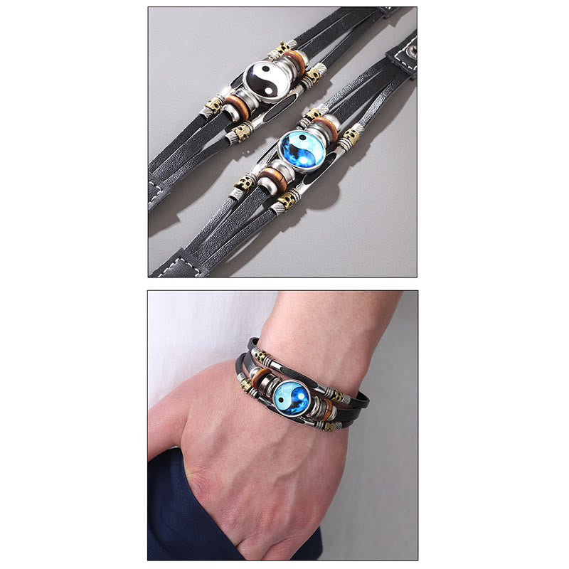 Buddha Stones Yin Yang Leather Balance Bracelet - image 5