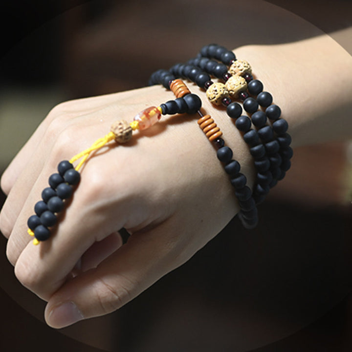 Buddha Stones Tibetan Mala Cypress Bodhi Seed Red Agate Healing Bracelet - image 3