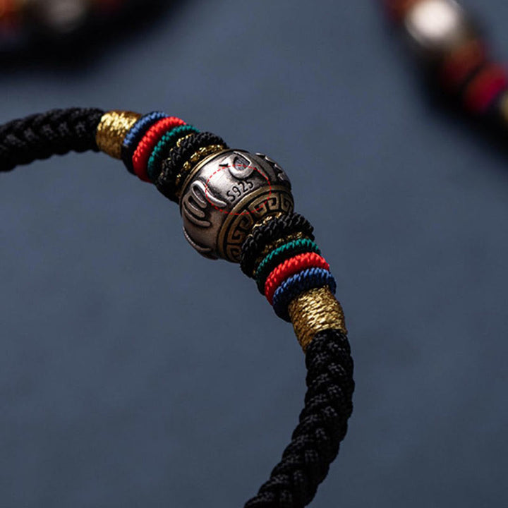 Buddha Stones 925 Sterling Silver Tibet Handmade Om Mani Padme Hum Luck Protection King Kong Knot Braided Bracelet - image 15
