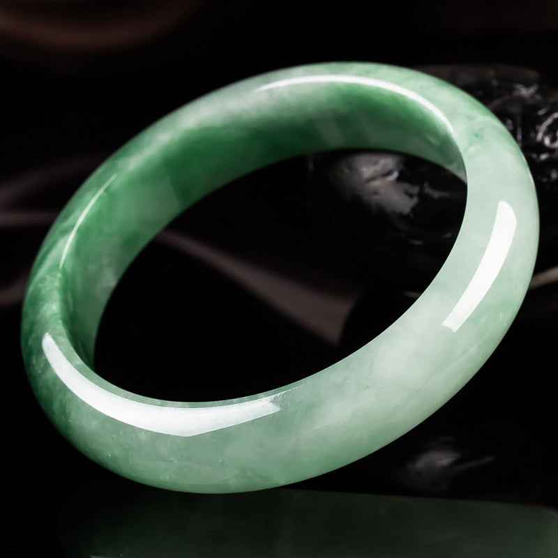 Buddha Stones Natural Jade Fortune Blessing Bangle Bracelet - image 5