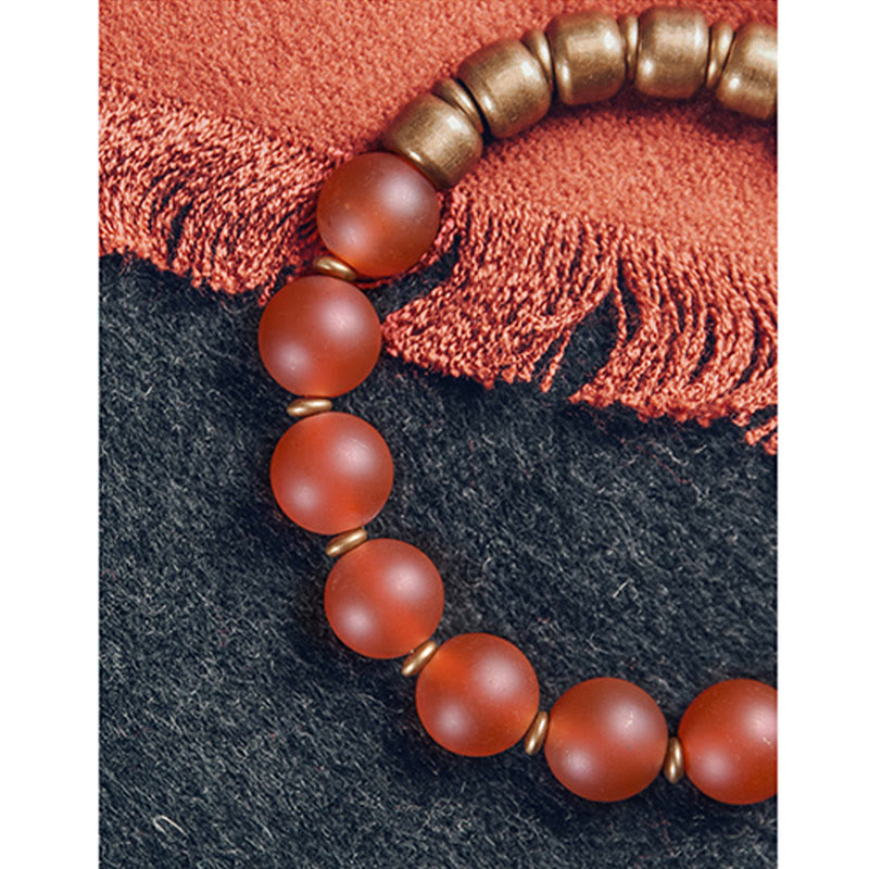 Buddha Stones Tibetan Red Agate Green Agate Copper Confidence Fortune Bracelet - image 5