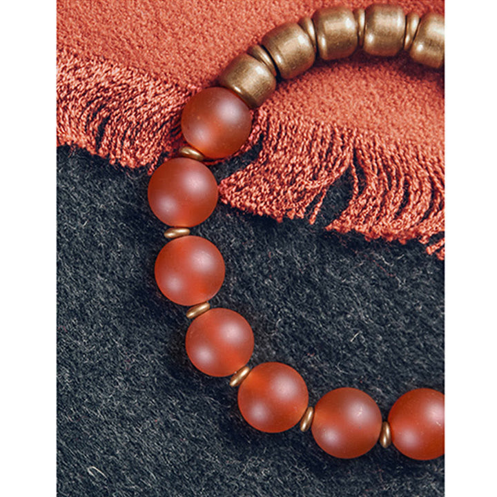 Buddha Stones Tibetan Red Agate Green Agate Copper Confidence Fortune Bracelet - image 5