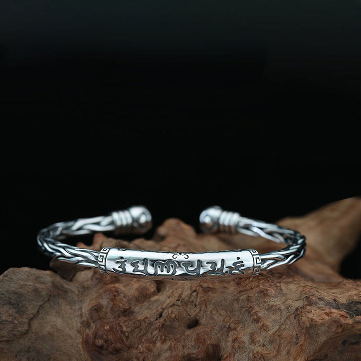 Buddha Stones Tibet Om Mani Padme Hum Engraved Focus Cuff Bracelet Bangle - image 4