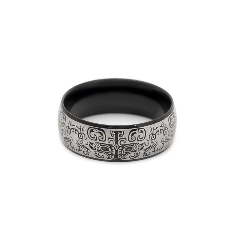 Buddha Stones Lucky Mythological Creature Taotie Wealth Titanium Steel Ring - image 7