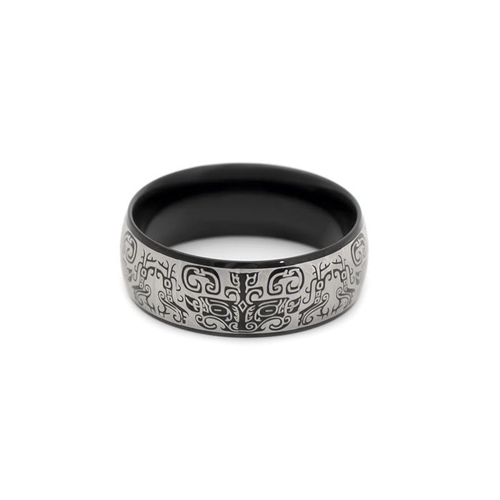 Buddha Stones Lucky Mythological Creature Taotie Wealth Titanium Steel Ring - image 7