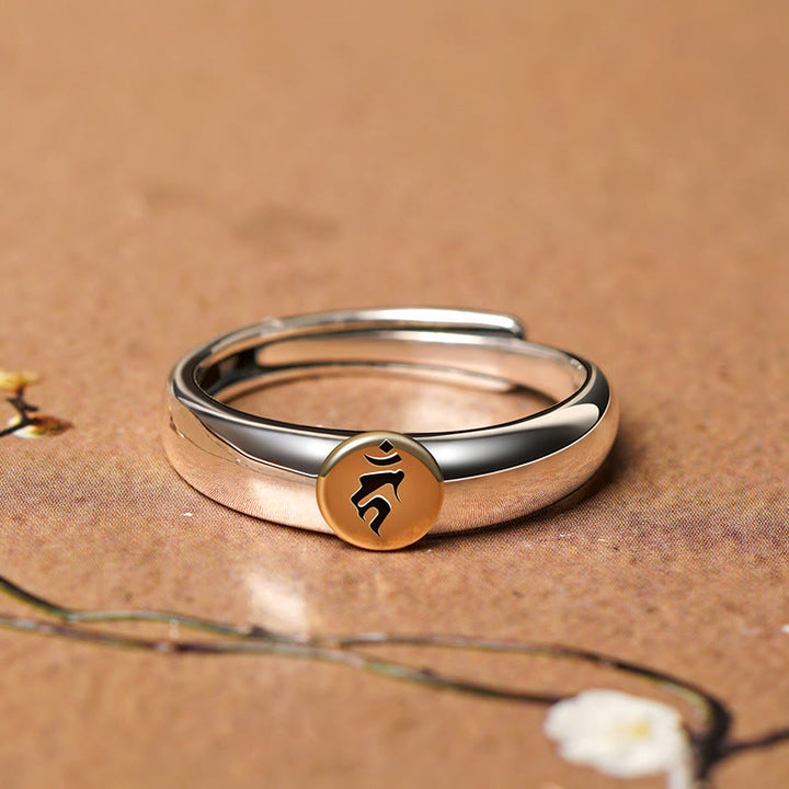 Buddha Stones Tibetan Om Mani Padme Hum Carved Chinese Zodiac Natal Buddha Peace Ring - image 31