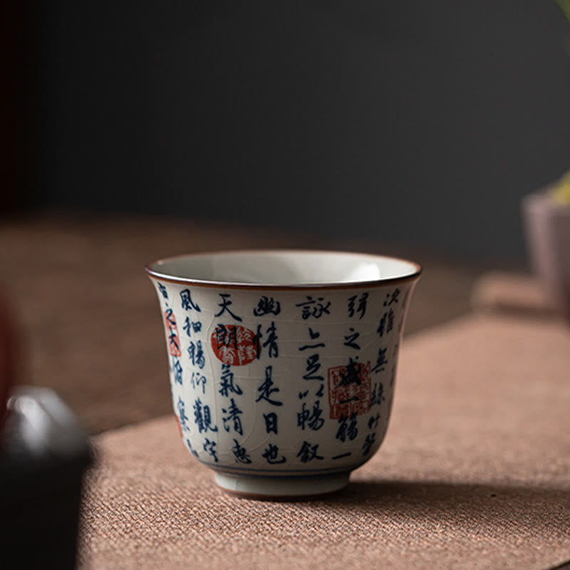 Buddha Stones Mountain Landscape Lotus Orchid Pavilion Gathering Ceramic Teacup Kung Fu Tea Cup - image 18