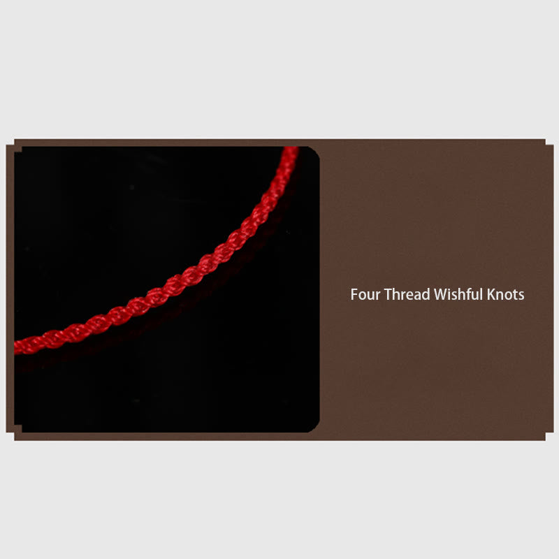 Buddha Stones 999 Gold Bead Handmade Four Thread Wishful Knots Braided Protection Bracelet - image 6