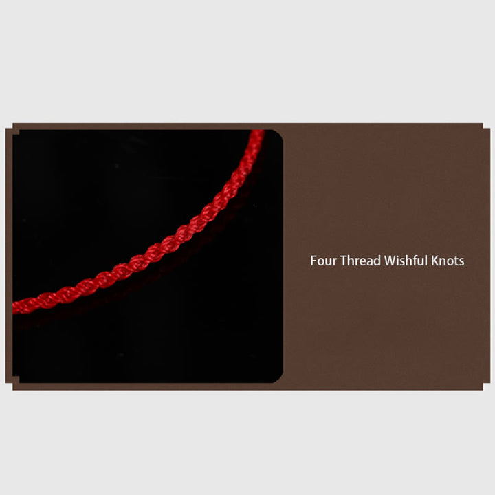 Buddha Stones 999 Gold Bead Handmade Four Thread Wishful Knots Braided Protection Bracelet - image 6