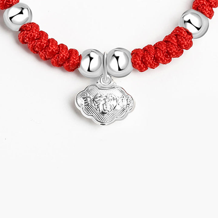 Buddha Stones 925 Sterling Silver Handmade Fu Character Lucky Money Bag Chinese Lock Charm Bell Lotus Copper Coin King Kong Knot Braided Kids Bracelet - image 8