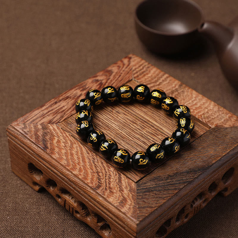 Buddha Stones Tibet White Crystal Black Onyx Om Mani Padme Hum Meditation Bracelet - image 21