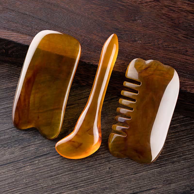 Resin Gua Sha Facial Whole Body Massage Comb Tool Set - image 0