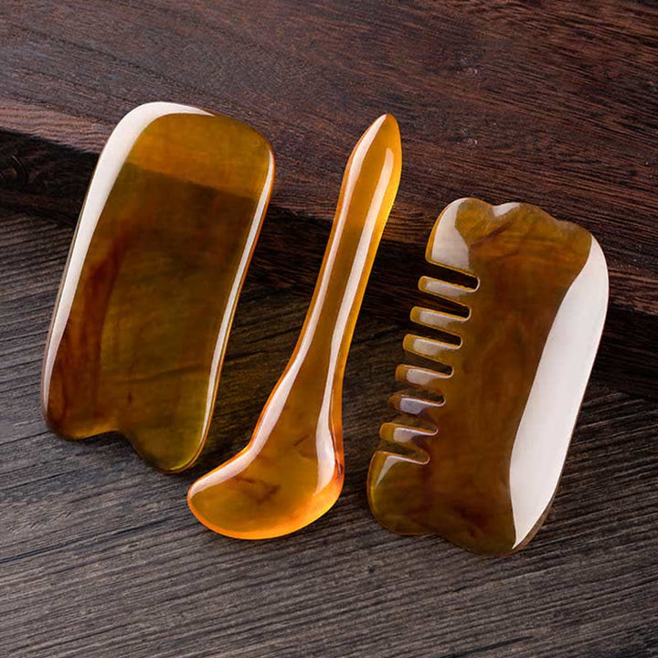 Resin Gua Sha Facial Whole Body Massage Comb Tool Set - image 0