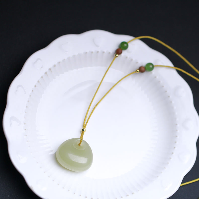Natural Hetian Jade Small Bag Pattern Prosperity String Necklace Pendant - image 2