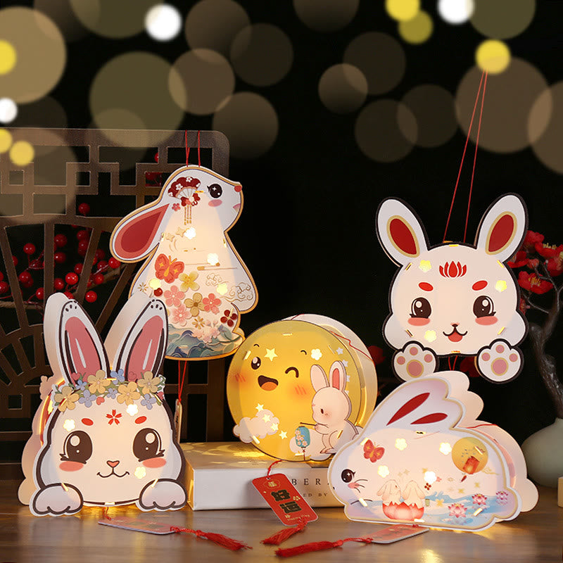 Buddha Stones DIY Good Luck Cute Rabbit Paper Lantern Lamp Mid-Autumn Festival Lantern Decoration - image 0