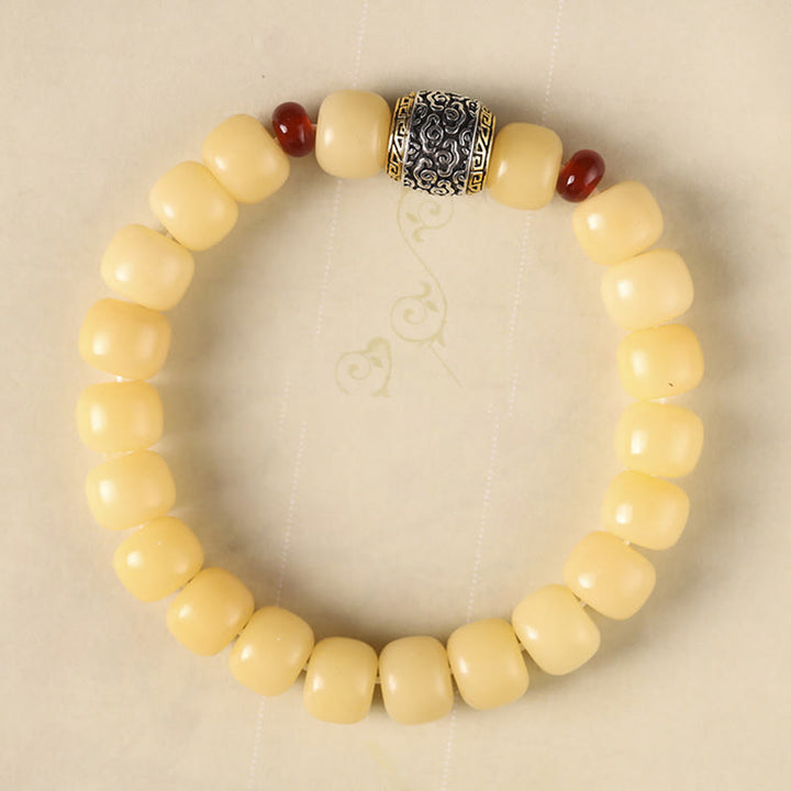 Buddha Stones Bodhi Seed Auspicious Cloud Fu Character Bead Peace Bracelet - Yellow Bodhi Seed(Wrist Circumference 14-15cm) - Auspicious Cloud - image 4