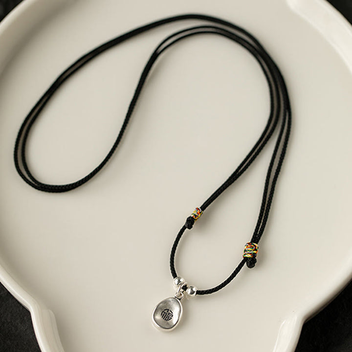 Buddha Stones 999 Sterling Silver Peace And Joy Fu Character Luck Fortune 925 Sterling Silver Chain Necklace Pendant - image 15