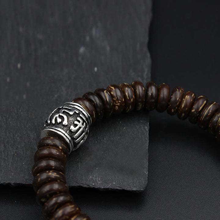 Buddha Stones Natural Tibetan Coconut Shell Om Mani Padme Hum Positive Bracelet - image 12