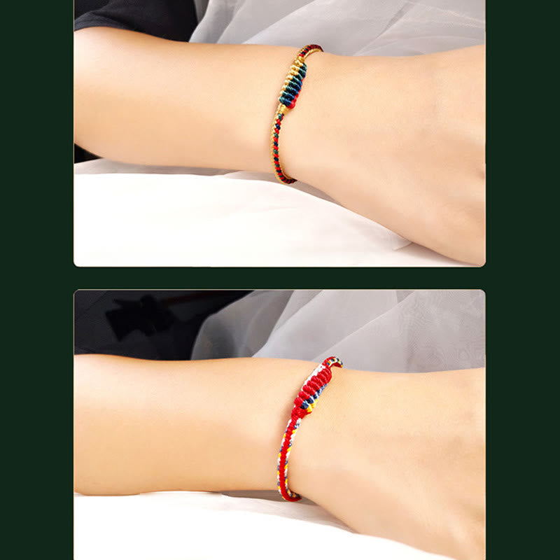 Buddha Stones Tibetan Handmade Eight Thread Peace Knot Prayer Wheel Braided Protection Bracelet - image 11