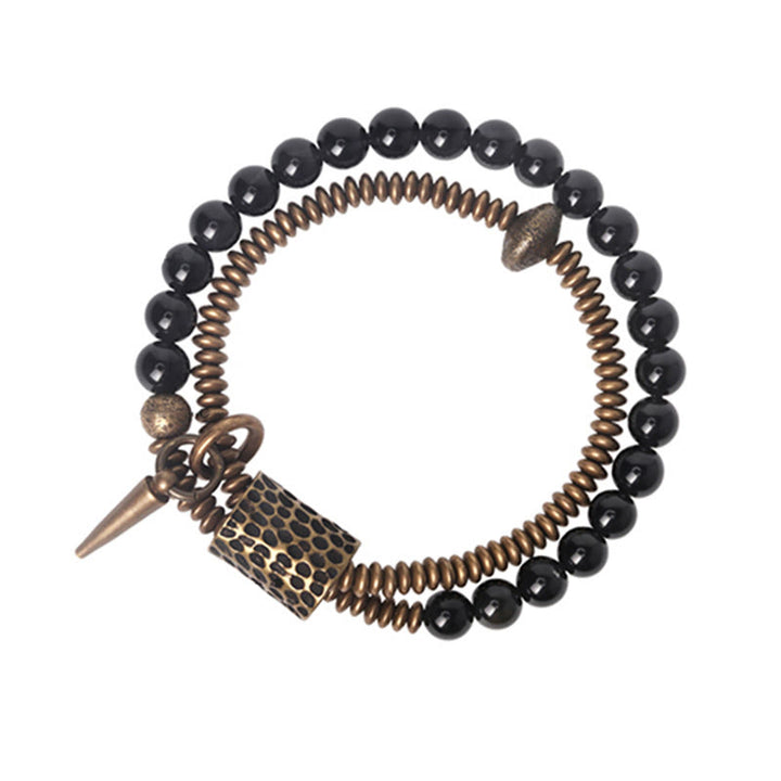 Buddha Stones Rainbow Obsidian Copper Inner Peace Healing Double Layer Bracelet - image 9
