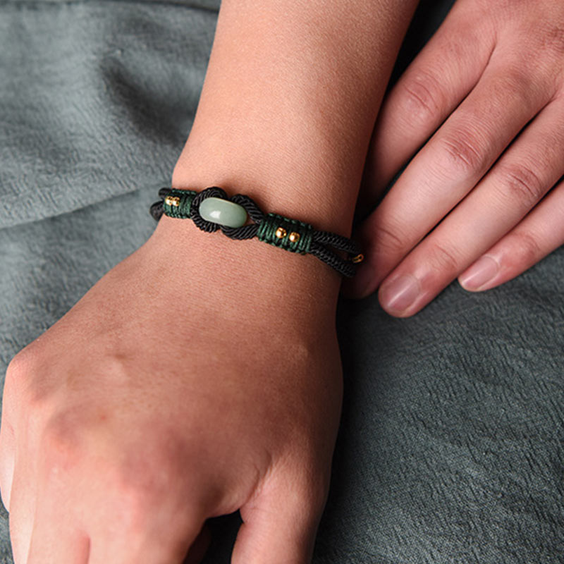 Buddha Stones Tibetan Jade Lucky Black Rope Couple Bracelet - image 4