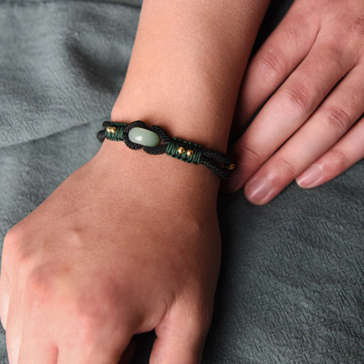 Buddha Stones Tibetan Jade Lucky Black Rope Couple Bracelet - image 4
