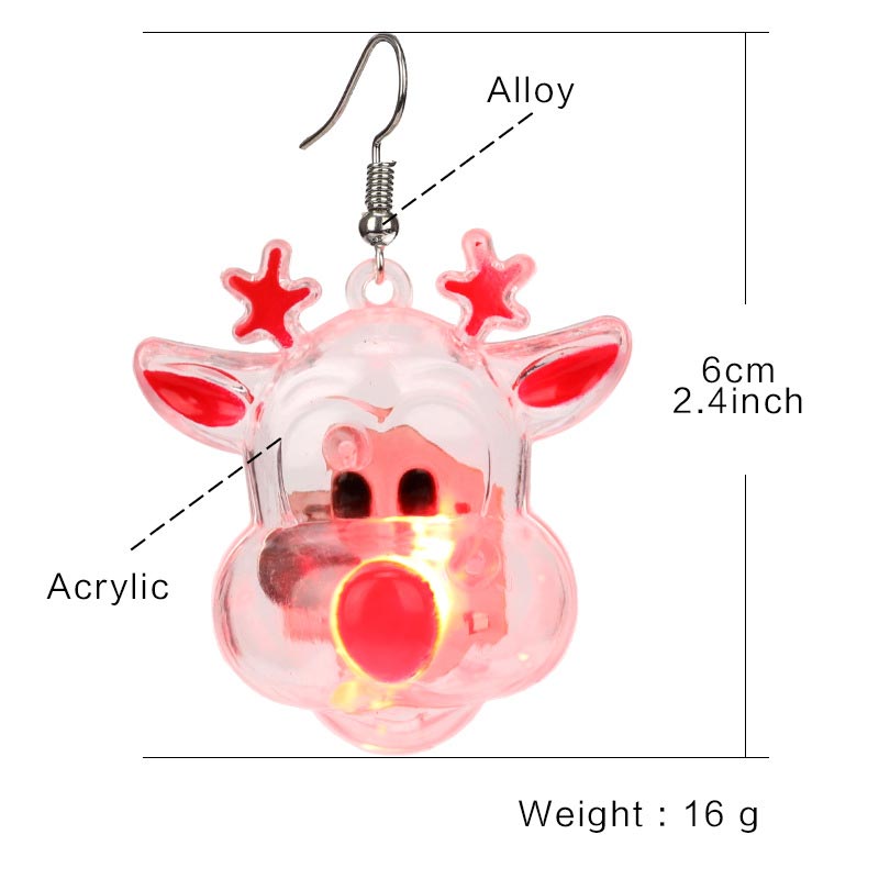 Led Christmas Santa Claus Tree Elk Luminous Earrings - image 11