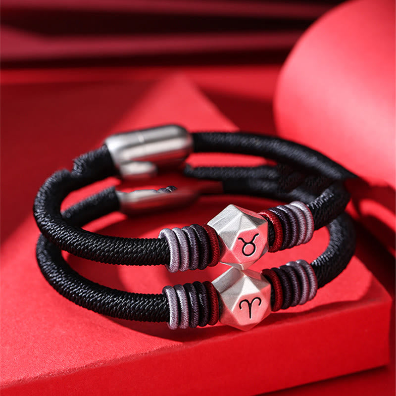 Buddha Stones 999 Sterling Silver 12 Constellations of the Zodiac Blessing Handmade String Bracelet - image 4