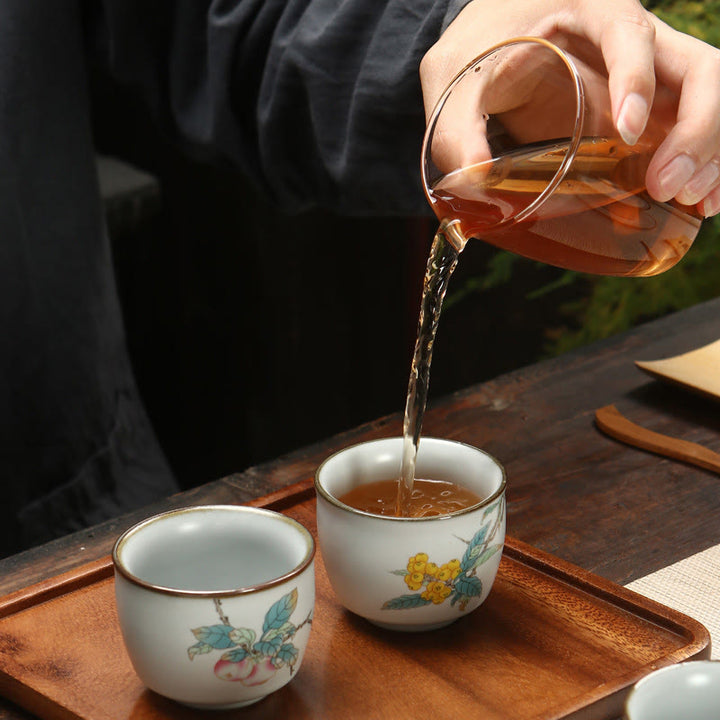 Buddha Stones Loquat Lychee Snow Scenery Landscape Grape Apple Ceramic Teacup Kung Fu Tea Cup - image 3