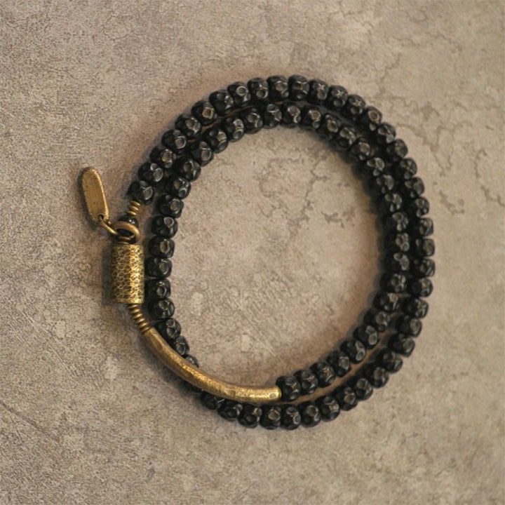 Buddha Stones Retro Coconut Shell Copper Happiness Triple Wrap Bracelet - image 4
