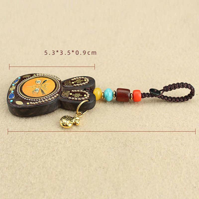 Tibet Ebony Five God of Wealth Thangka Key Chain - image 13