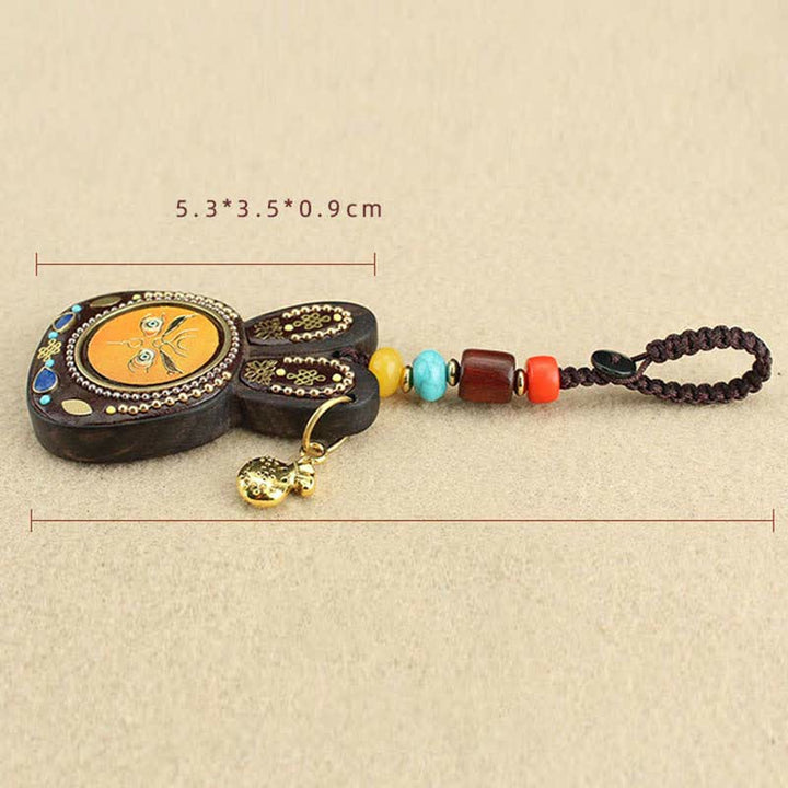 Tibet Ebony Five God of Wealth Thangka Key Chain - image 13