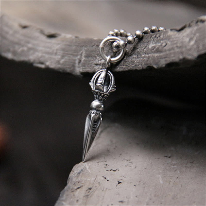 Buddha Stones 925 Sterling Silver Dorje Vajra Spiritual Power Strength Necklace Pendant - image 2