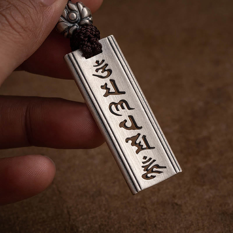 Buddha Stones 999 Sterling Silver Om Mani Padme Hum Engraved Lotus Wisdom Necklace Pendant - image 10