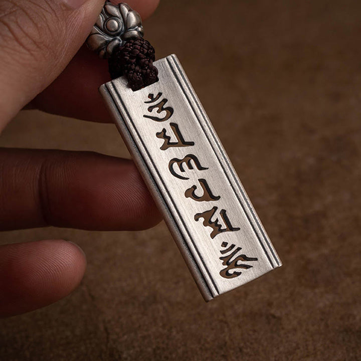 Buddha Stones 999 Sterling Silver Om Mani Padme Hum Engraved Lotus Wisdom Necklace Pendant - image 10