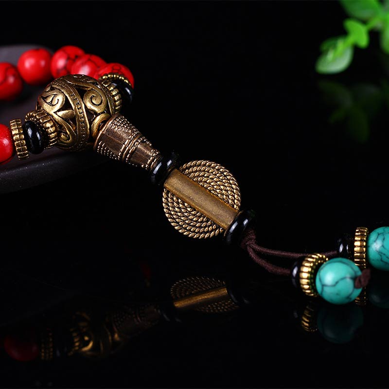 Buddha Stones Tibetan Mala Red Turquoise Lucky Necklace Bracelet - image 8