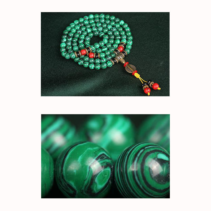 Buddha Stones Tibetan 108 Mala Malachite Beads Bracelet Necklace - image 10