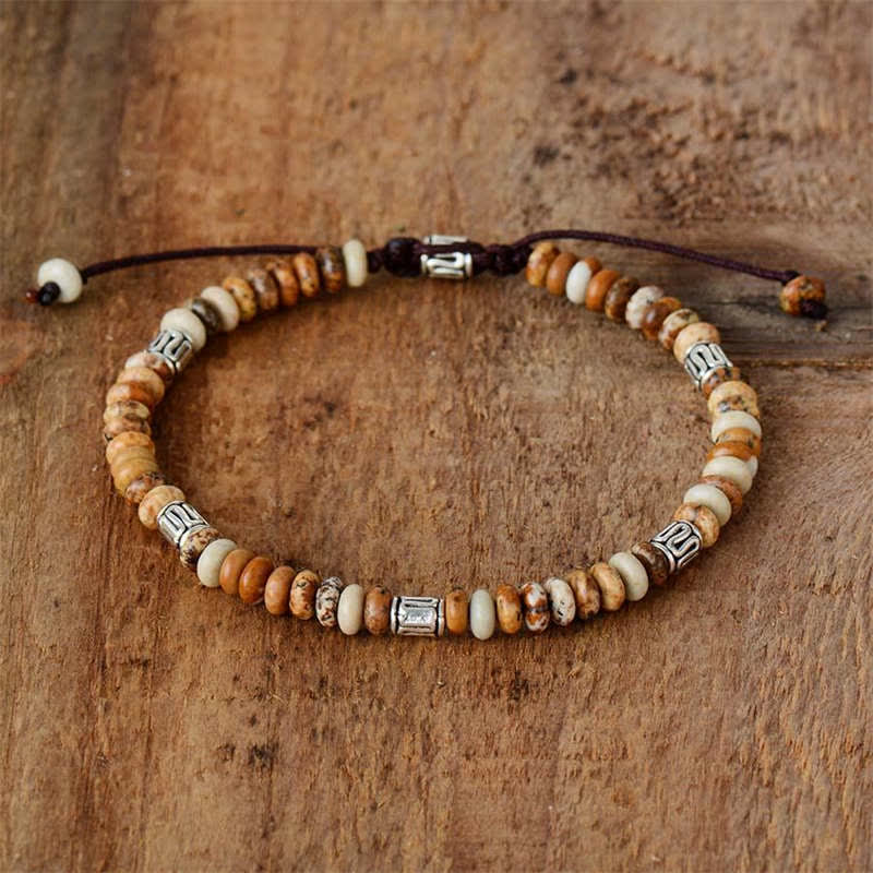 Buddha Stones Picture Jasper Positive Beads String Bracelet - image 1