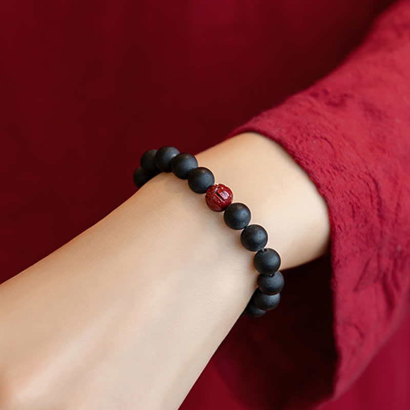 Buddha Stones Tibetan Cypress Cinnabar Lotus Healing Bracelet - image 2