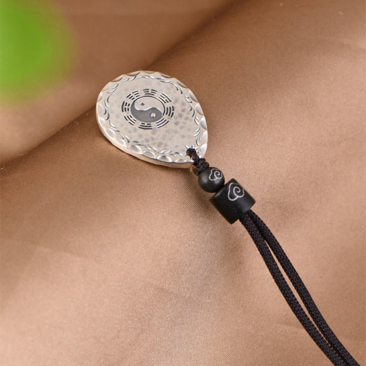 Buddha Stones Vintage 999 Sterling Silver Yin Yang Bagua Water Drop Design Balance Harmony Necklace Pendant - image 6